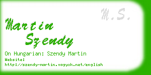 martin szendy business card